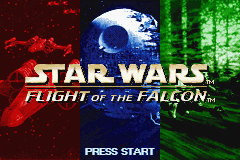 Star Wars: Flight of the Falcon title screen for GameBoy Advance
